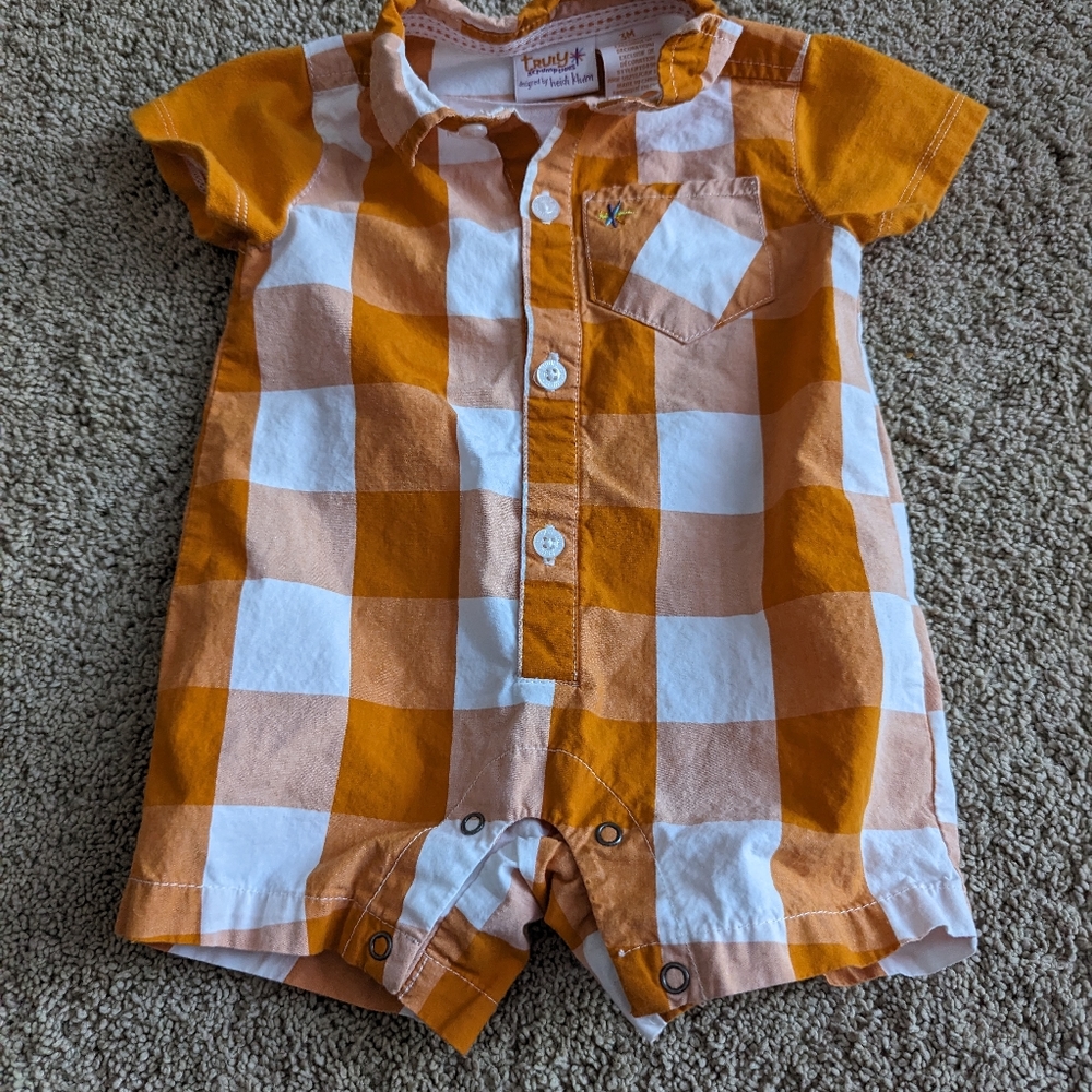 🦩Truly Scrumptious Designed  Heidi Klum Monster Short Sleeve Onesie Romper 3 mo